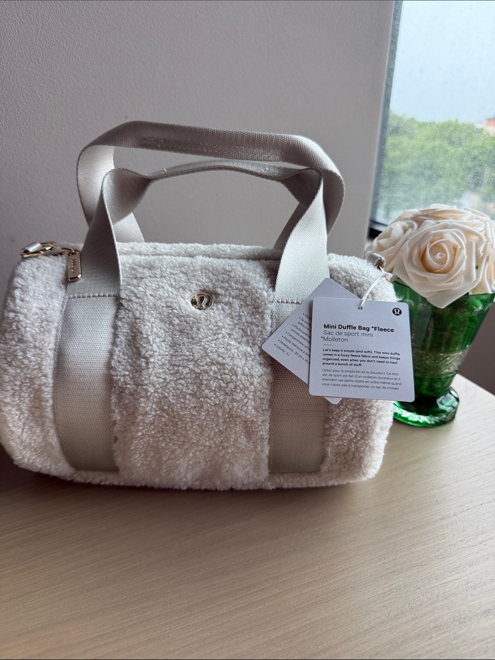Lululemon Fleece Mini Duffle Bag 5L Bone / Gold Crossbody Sherpa NWT